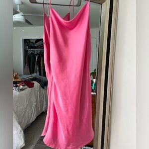 Silky Pink low back slip dress